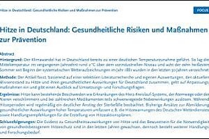RKI-Focus: Hitze in Deutschland –Gesundheitliche Risiken und Maßnahmen zur Prävention