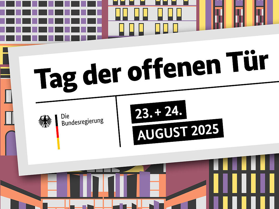 Banner der Bundesregierung für den Tag der offenen Tür.