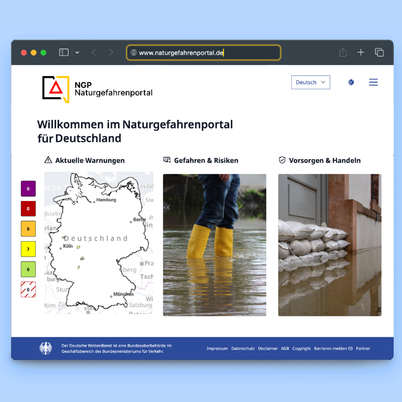 Ansicht des Webportals