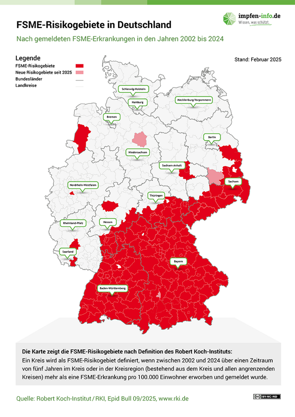 Deutschlandkarte mit FSME-Risikogebieten